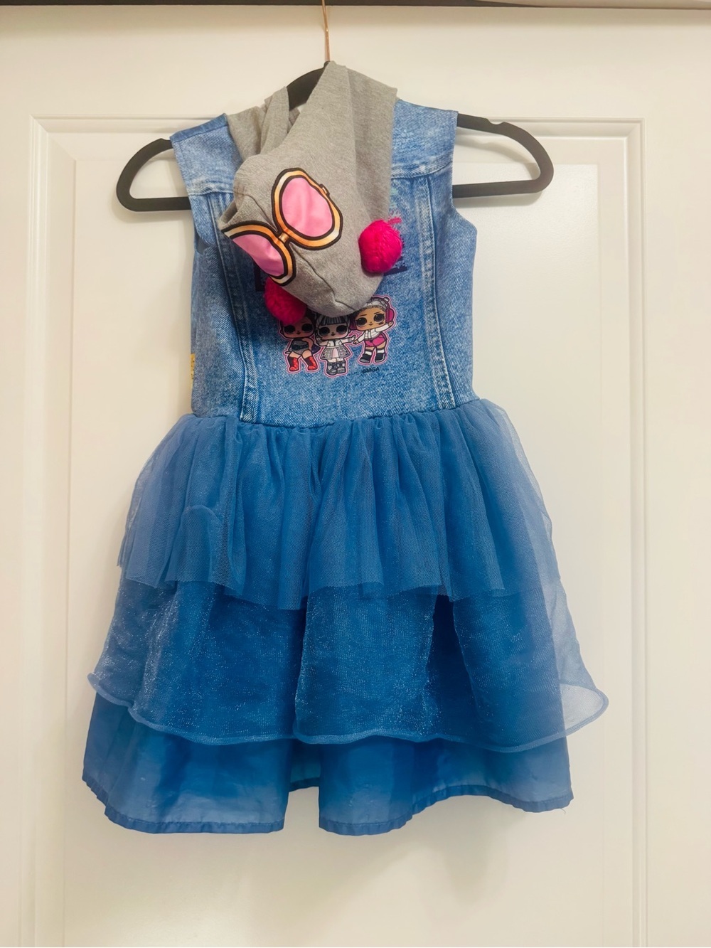 L.O.L. Surprise! Girls Hooded Cosplay Dress Blue Tulle Denim Print Size 6/6X - Picture 5 of 12